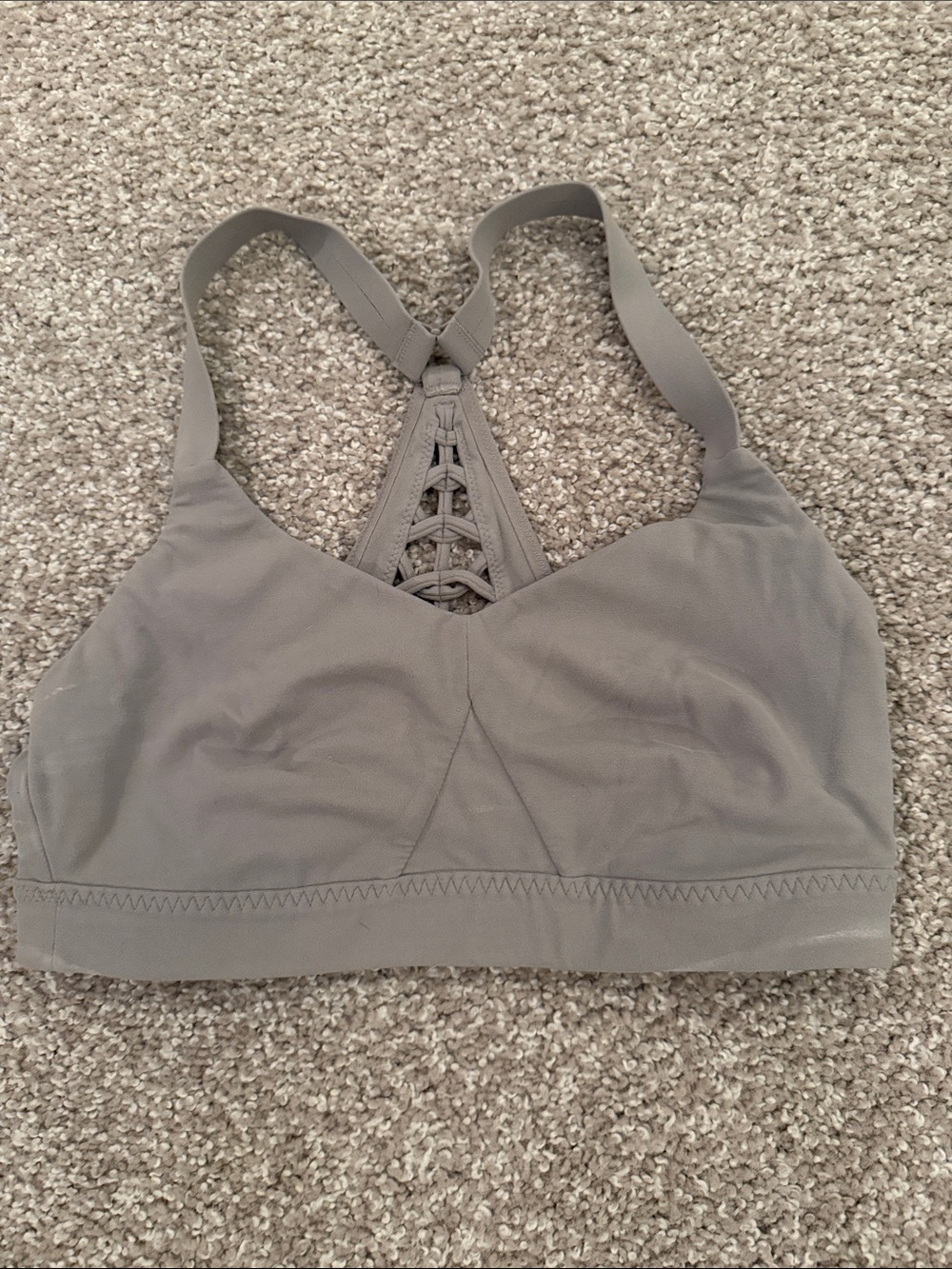 Athleta Lattice-Back Wireless Sports Bralette in Gray